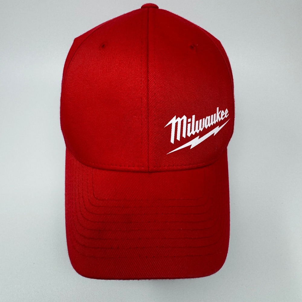 Milwaukee Tool Red Flexfit Fitted Hat Baseball Cap Mens Size S-M